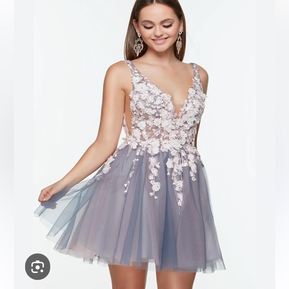 NWT Alyce Paris 3107 Floral Bodice Open Back Evening Gown Size 14. - Picture 3 of 14